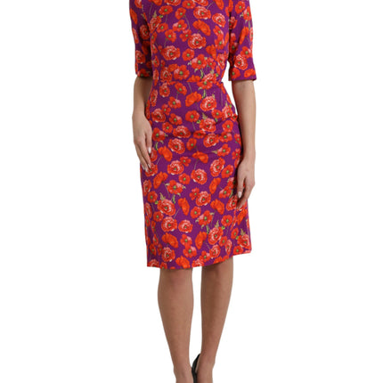 Vibrant Floral Silk Charmeuse Dress