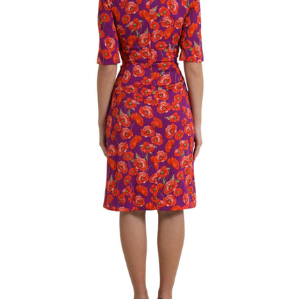 Vibrant Floral Silk Charmeuse Dress