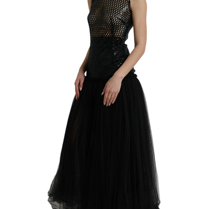 Robe de soirée élégante à paillettes noires