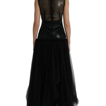 Robe de soirée élégante à paillettes noires