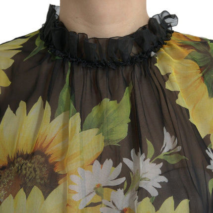 Elegante Sunflower Silk Maxi -jurk