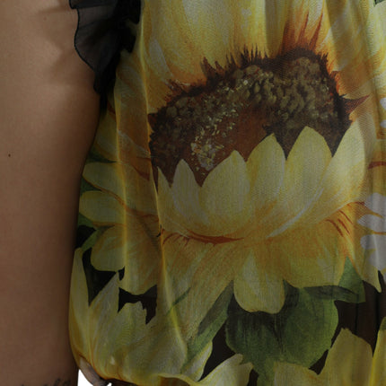 Elegante Sunflower Silk Maxi -jurk