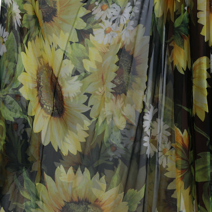 Elegante Sunflower Silk Maxi -jurk