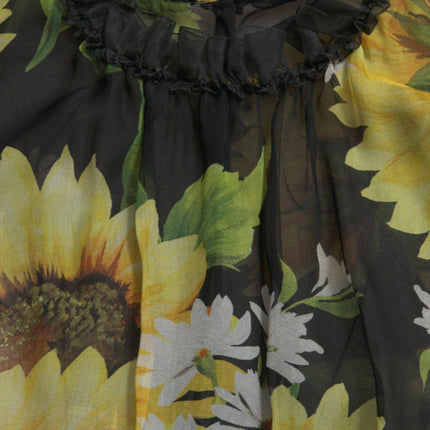 Elegante Sunflower Silk Maxi -jurk