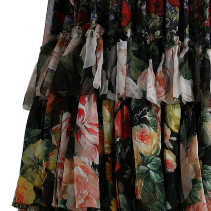 Robe maxi florale de soie vibrante