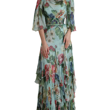 Robe longue en soie florale élégante