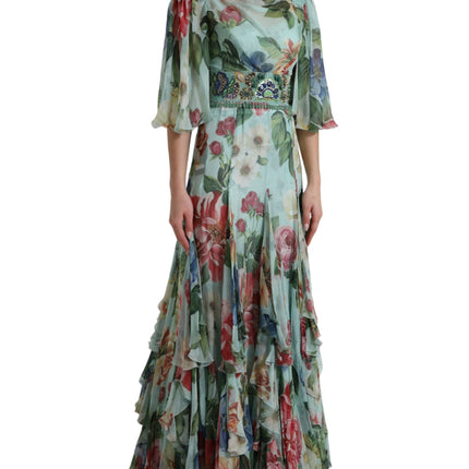 Robe longue en soie florale élégante