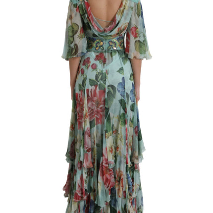 Robe longue en soie florale élégante