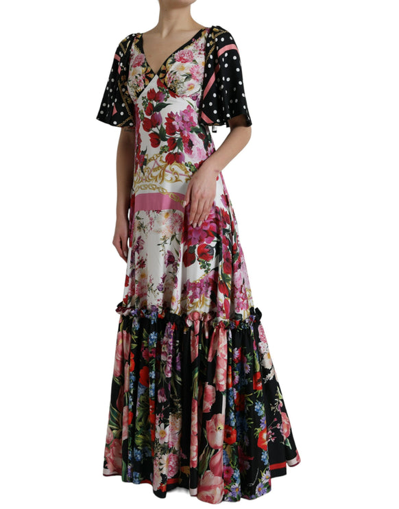 Robe maxi élégante en soie florale