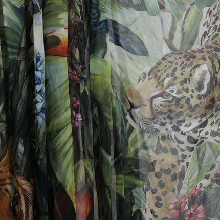 Elegante Jungle Print Maxi Silk Dress