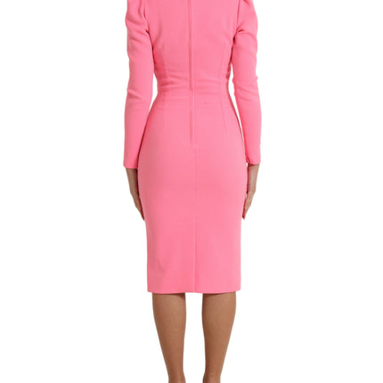 Elegant Rose Pink Bodycon Midi Dress