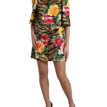 Animal & Floral Print Mini Shift Dress