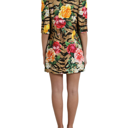 Animal & Floral Print Mini Shift Dress