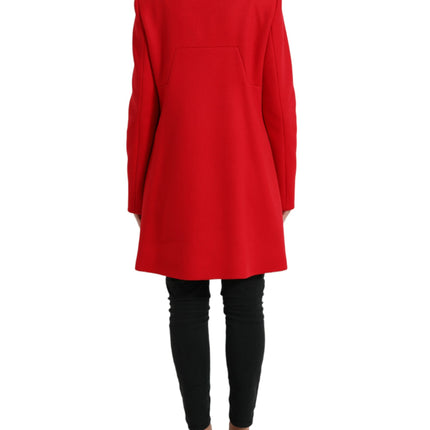 Élégant manteau long à double seins rouges