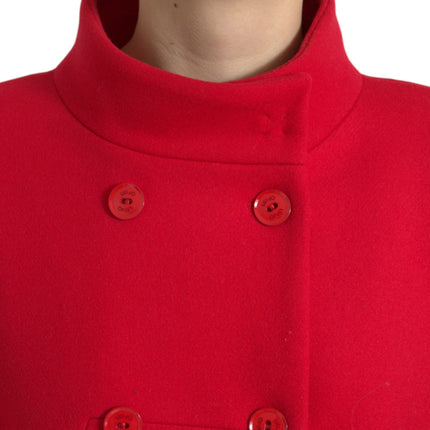 Élégant manteau long à double seins rouges