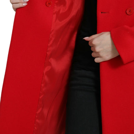 Élégant manteau long à double seins rouges