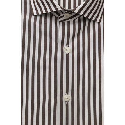 Camisa de cuello francés marrón elegante - Fit mediano