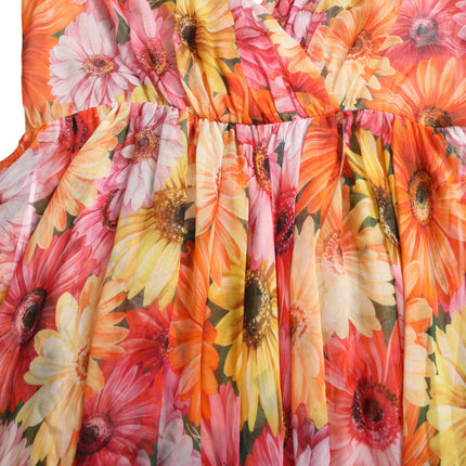 Robe midi élégante en soie florale avec col