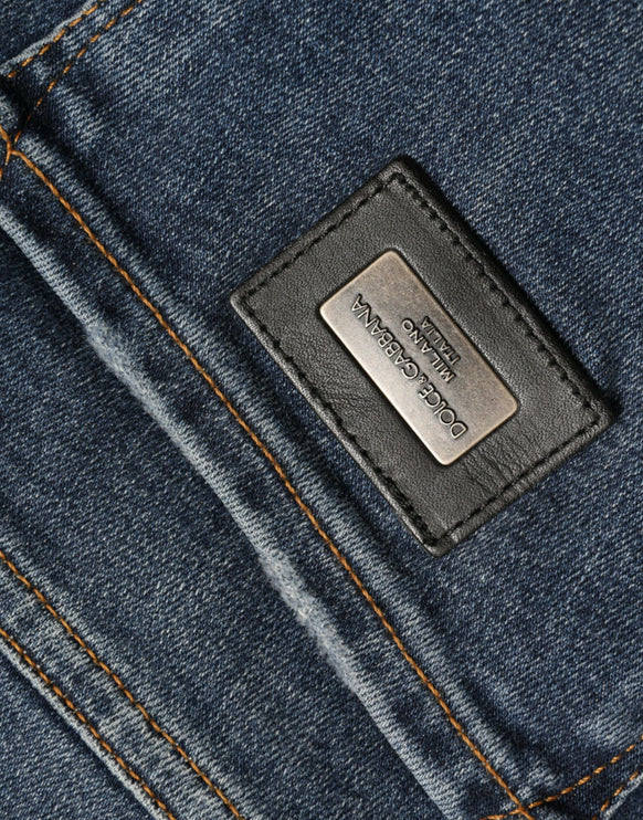 Eleganti jeans tratto a metà vita in blu