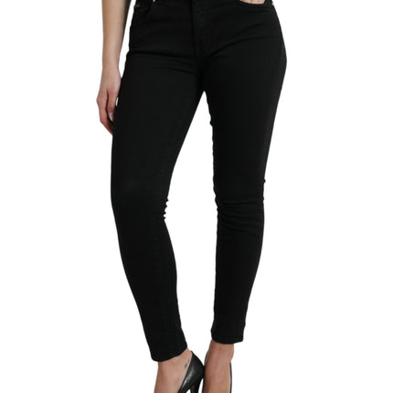 Chique zwarte mid-taile stretch jeans