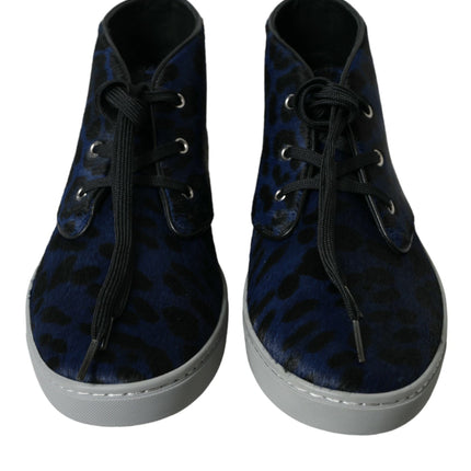 Zapatillas de zapatillas con estampado de leopardo azul elegante