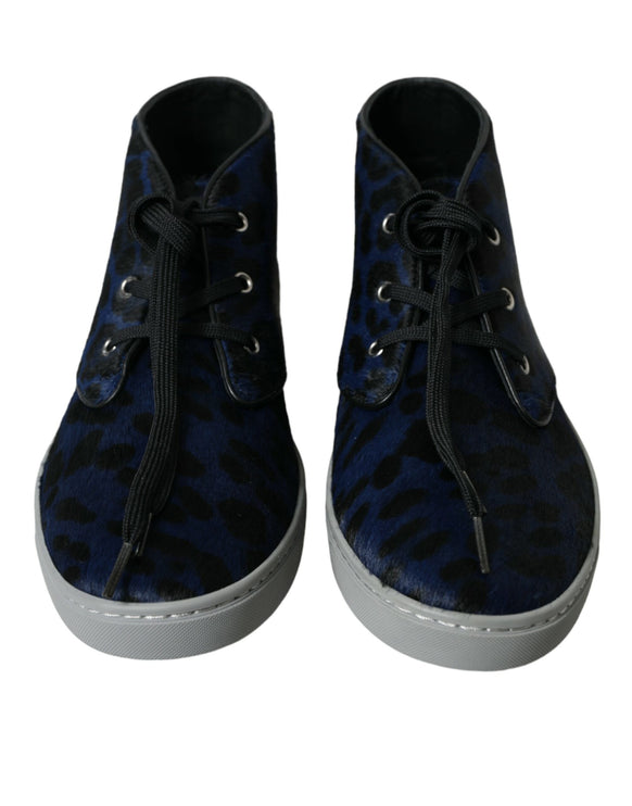 Zapatillas de zapatillas con estampado de leopardo azul elegante