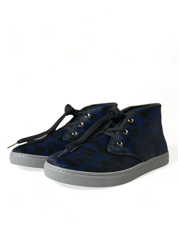 Zapatillas de zapatillas con estampado de leopardo azul elegante