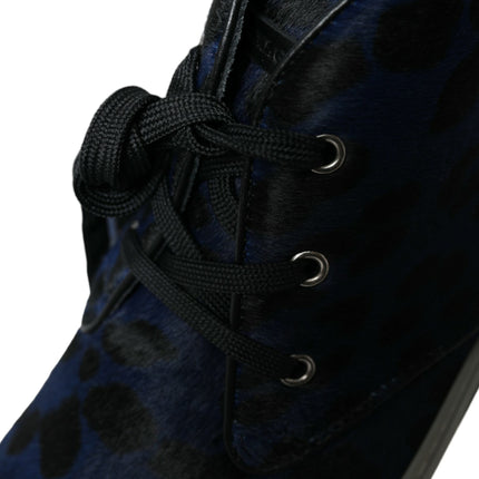 Zapatillas de zapatillas con estampado de leopardo azul elegante