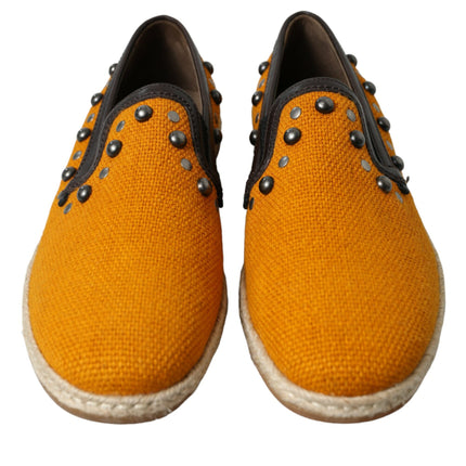 Exclusieve oranje canvas loafers met studs