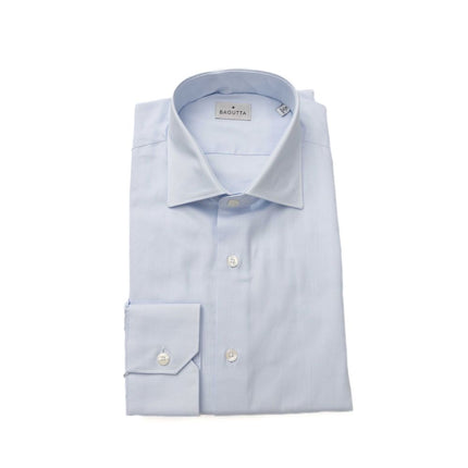 Elegante camisa de algodón azul claro para hombres