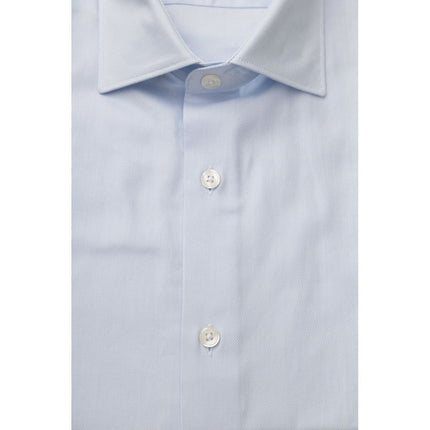 Elegante camisa de algodón azul claro para hombres