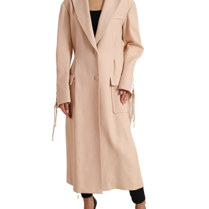 Elegant Beige Single-Breasted Trench Coat