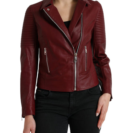 Bordeaux Biker Leather Jacket