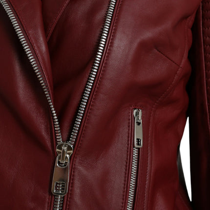 Bordeaux Biker Leather Jacket