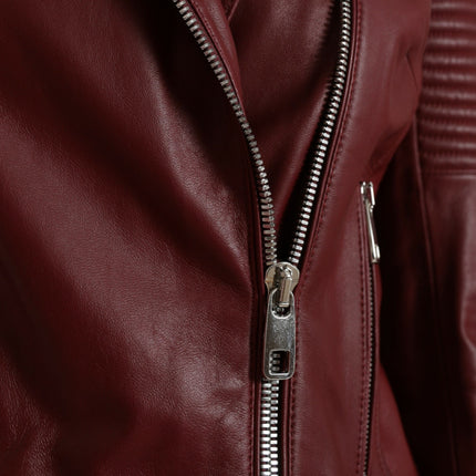 Bordeaux Biker Leather Jacket