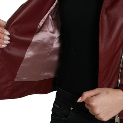 Bordeaux Biker Leather Jacket