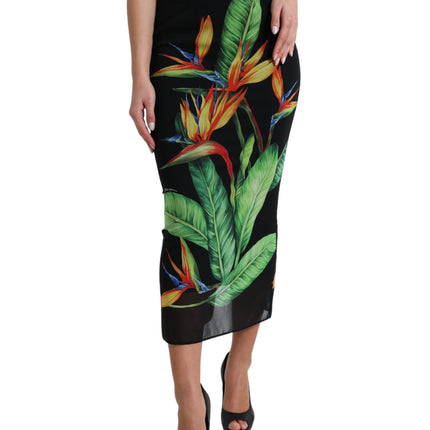 Bloemen hoge taille zijden midi rok