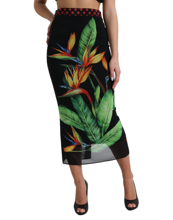 Bloemen hoge taille zijden midi rok