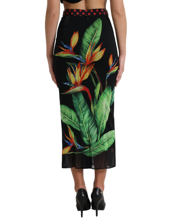 Bloemen hoge taille zijden midi rok