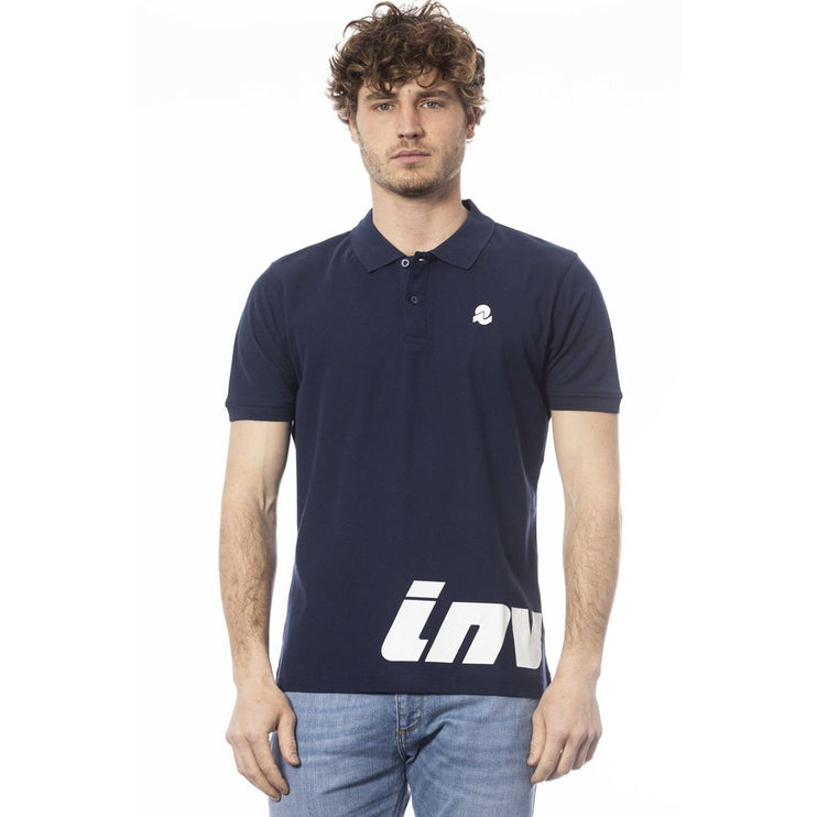 Polo en coton bleu élégant avec logo poitrine