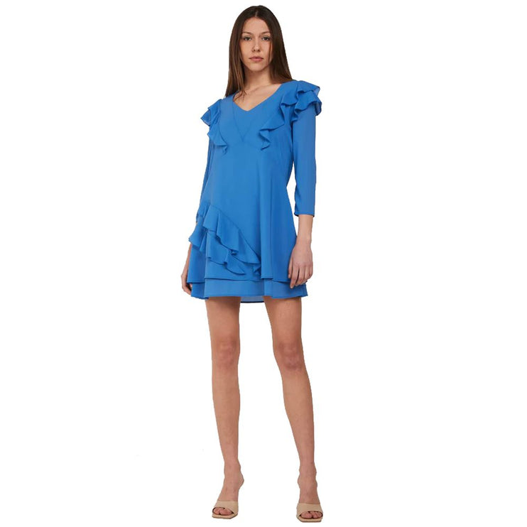 Mini robe élégante Blue à volants à volants