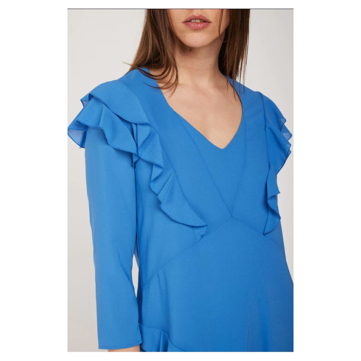 Mini robe élégante Blue à volants à volants