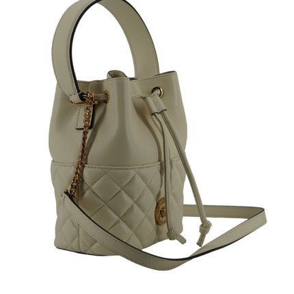 Elegant Small White Leather Bucket Shoulder Bag