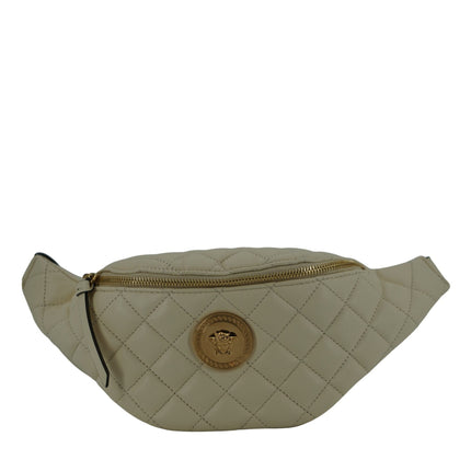 Elegante borsa da cintura in pelle di agnello bianca