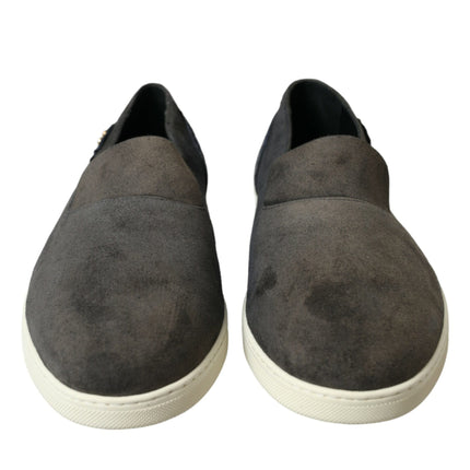 Elegante blauwe suede en krokodillen slippers