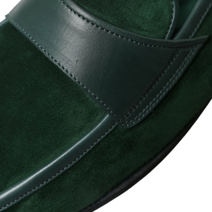 Mocassins en cuir en velours émeraude pour hommes