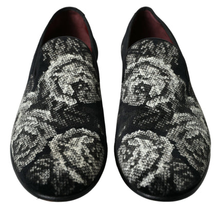 Elegante bloemen fluwelen loafers