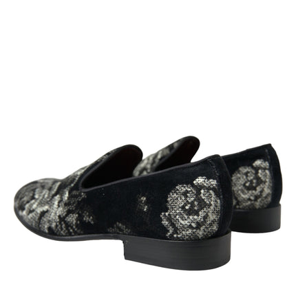 Elegante bloemen fluwelen loafers