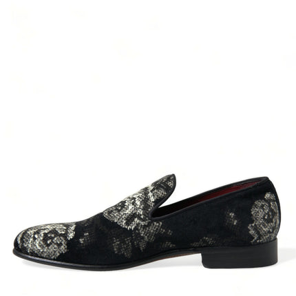 Elegante bloemen fluwelen loafers