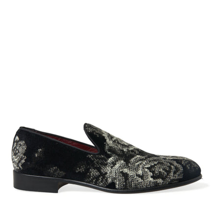 Elegante bloemen fluwelen loafers